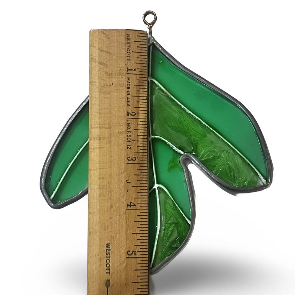 Vintage Tulip Tree Leaf Stained Glass Sun Catcher - Picture 3 of 3